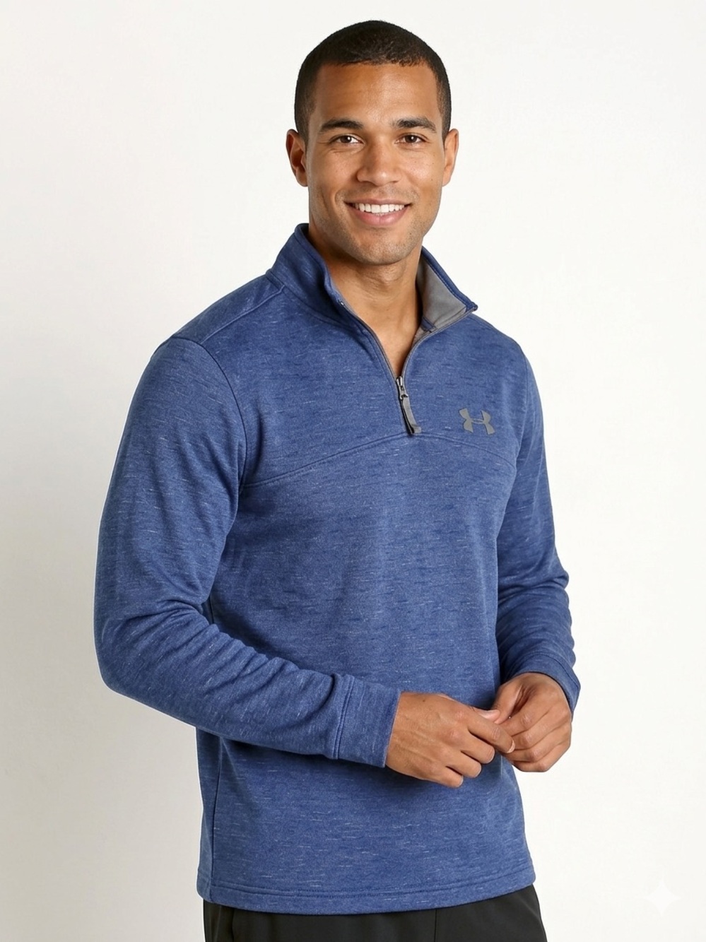 Under Armour Blue 1/4 Zip Slub ColdGear Fleece Size Medium